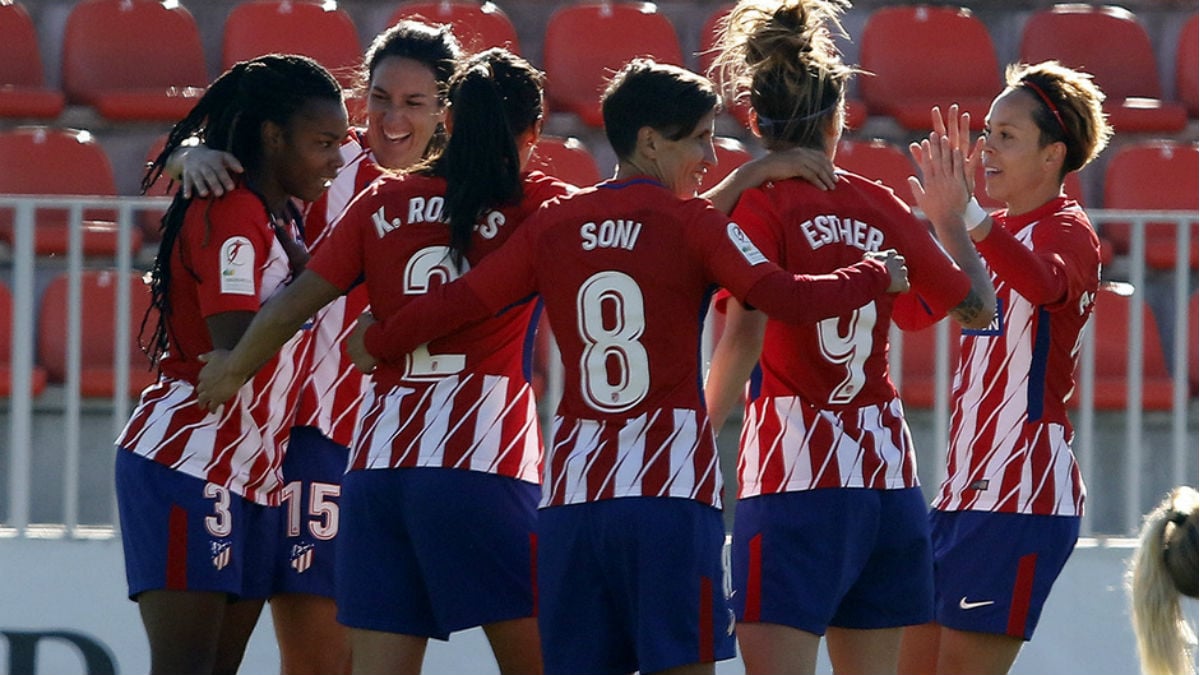 Las jugadoras del Atlético celebran uno de los goles ante el Granadilla. (atleticodemadrid.com)