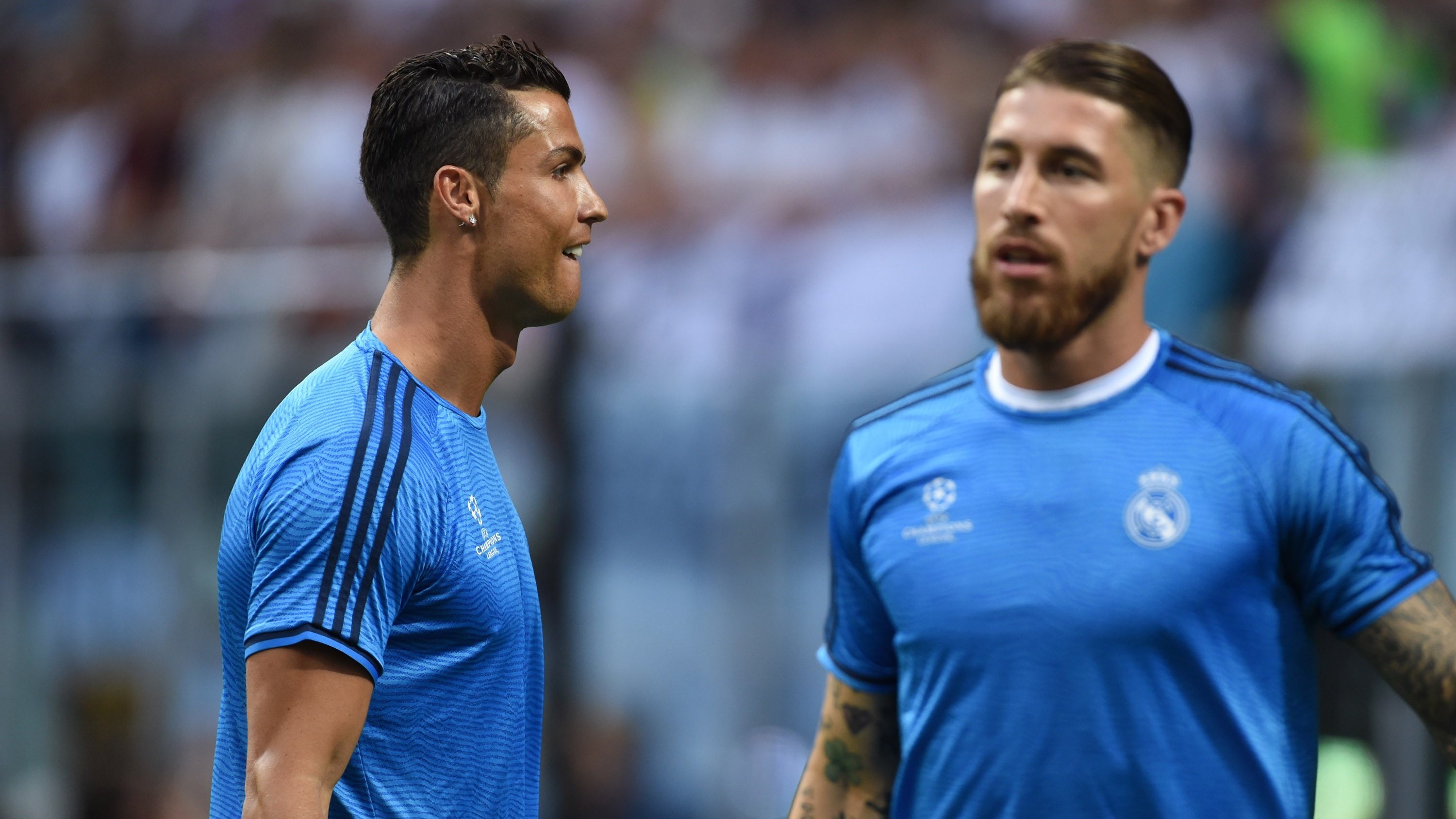 Cristiano Ronaldo y Sergio Ramos, calentando antes de un encuentro (Getty)