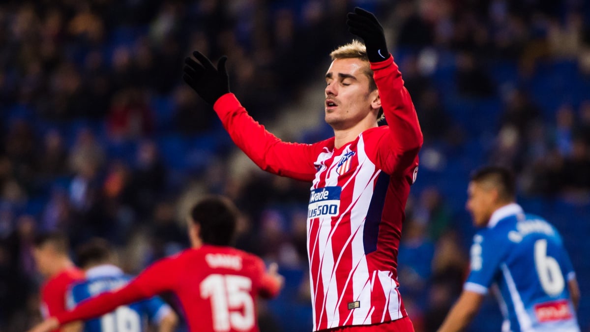 Antoine Griezmann se lamenta de una ocasión en el Espanyol vs Atlético (Getty)