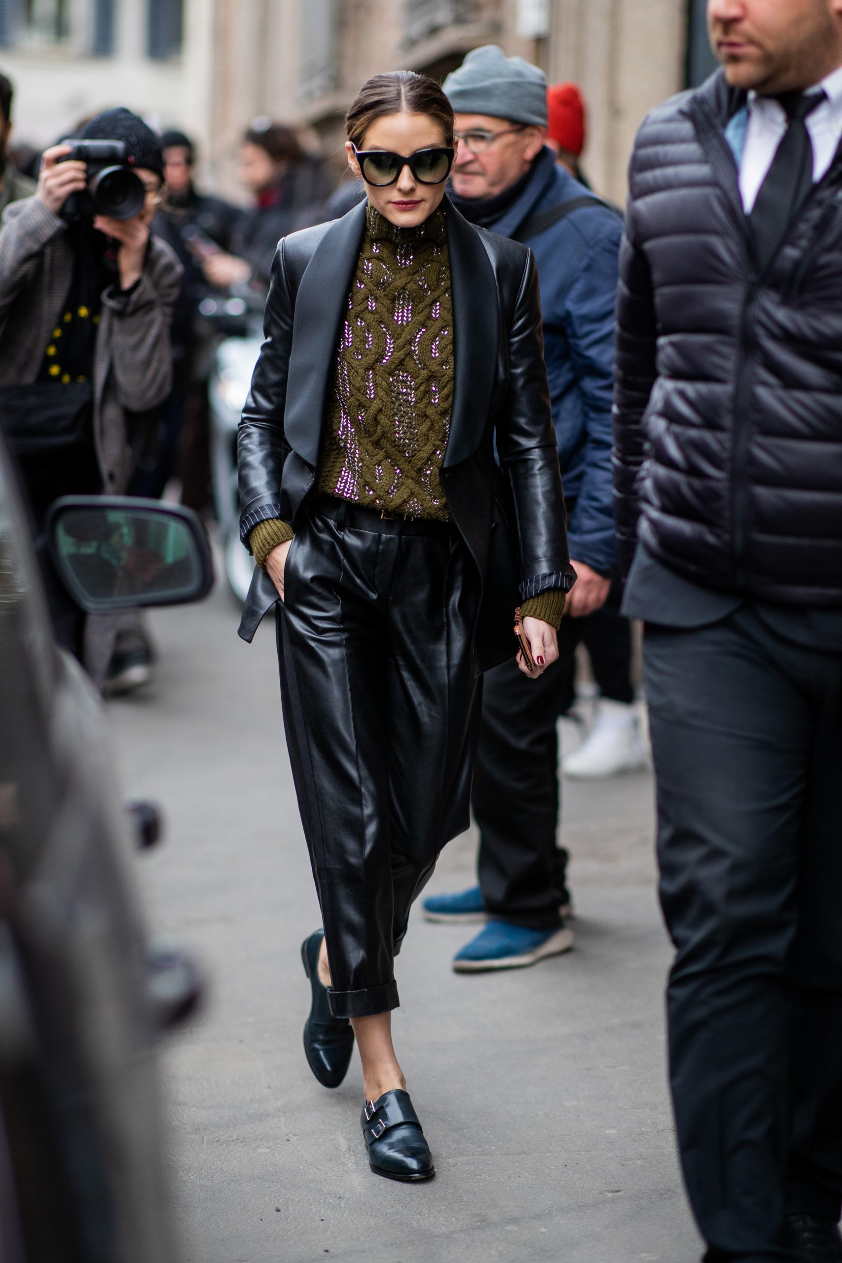 Olivia Palermo asistiendo al desfile de Ermanno Scervino en Milán