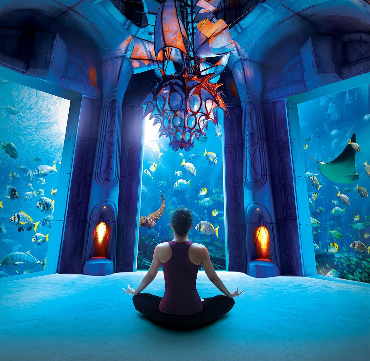 Yoga bajo el agua en Dubái/ Foto: Visit Dubai