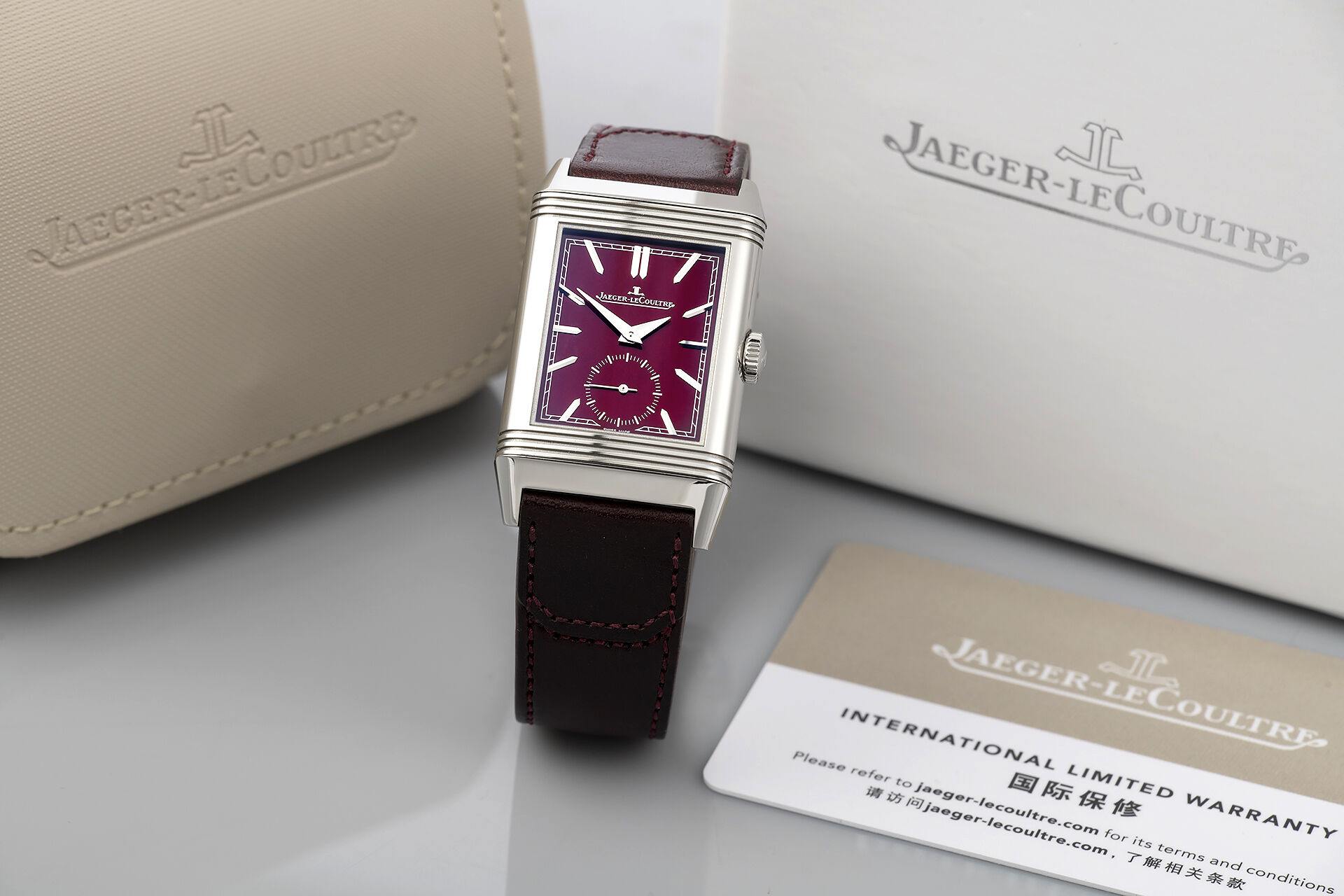 Jaeger le coultre Reverso tribute small seconds boutique burgundy dial