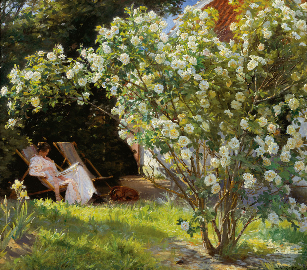 Marie Kr&oslash;yer en el jard&iacute;n de la Sra. Bendsen, de P.S. Kr&oslash;yer