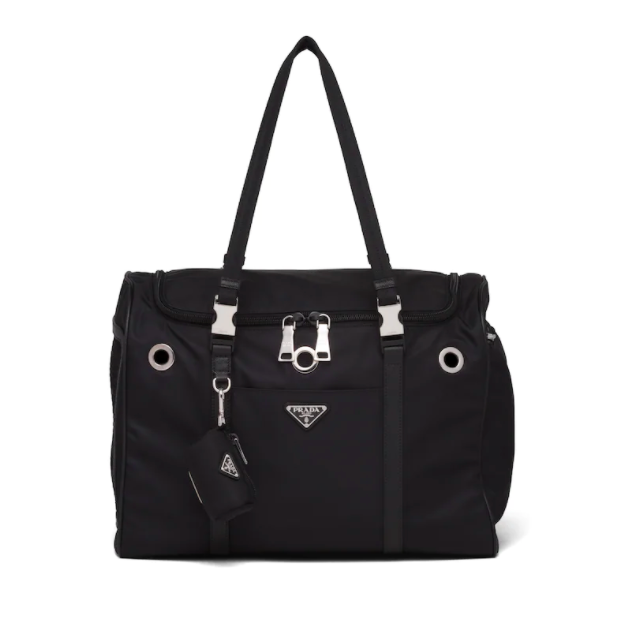 Bolsa para mascotas de Re-Nylon y piel Saffiano