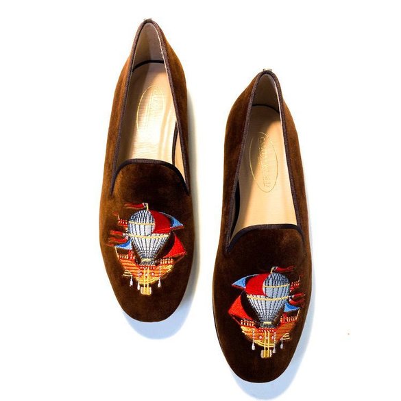 LOAFERS HOMBRE TERCIOPELO MARR&Oacute;N CHOCOLATE 16TX, VIAJE EN GLOBO