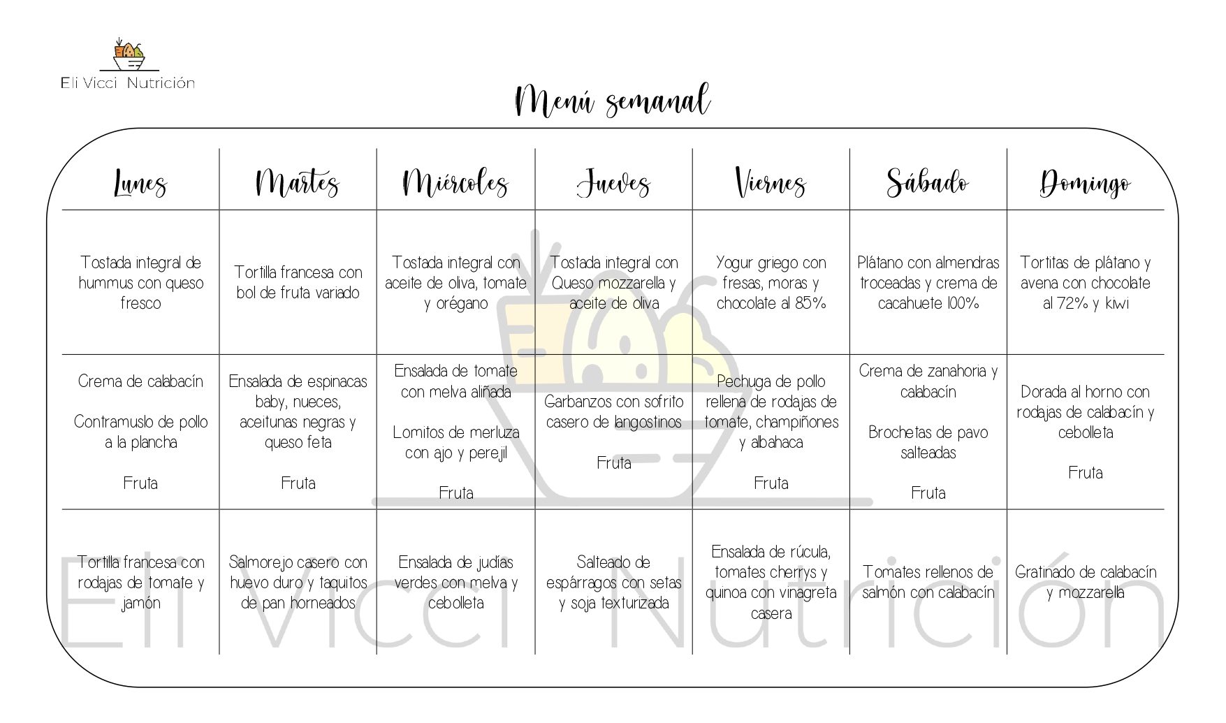 Men&uacute; semanal