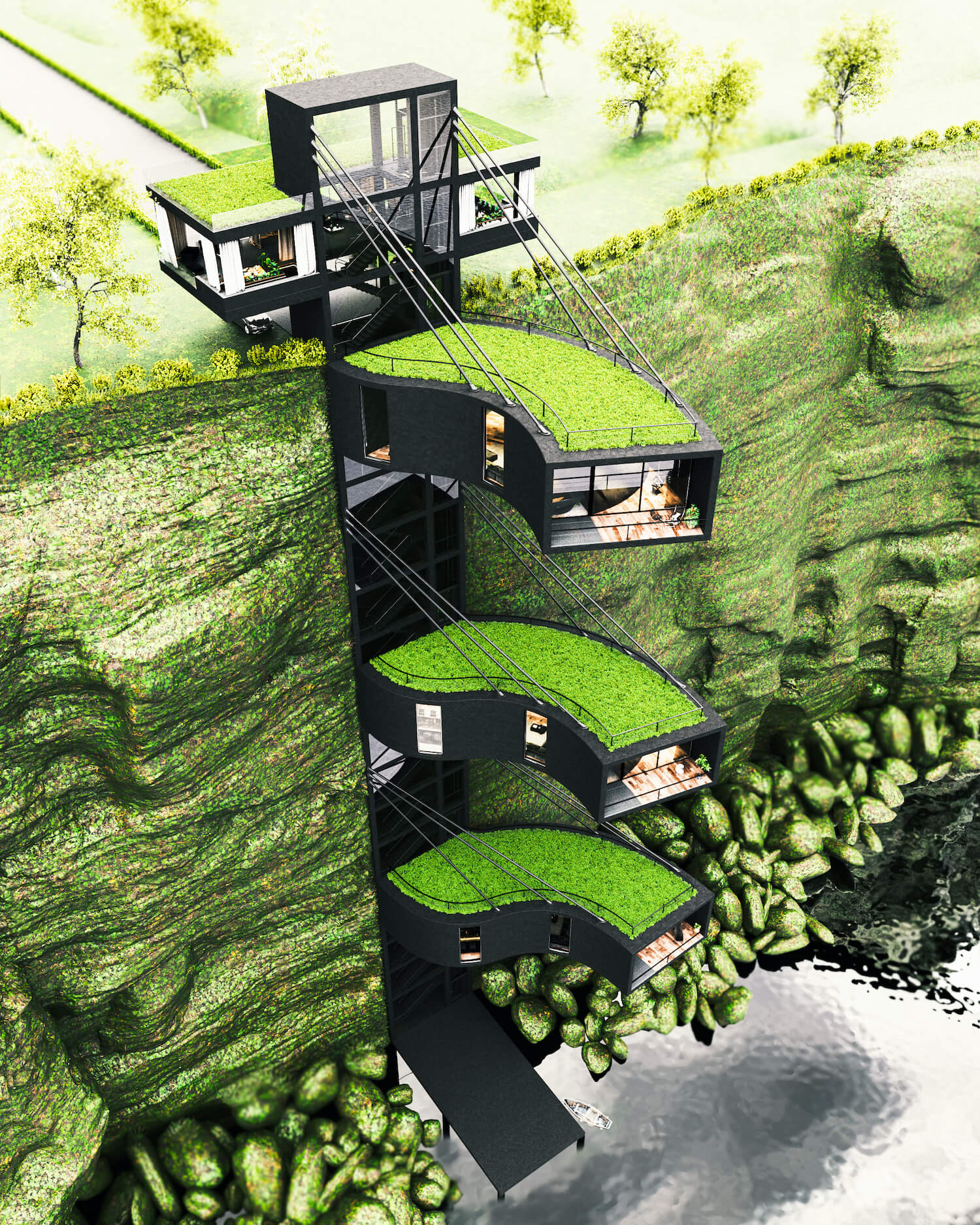 La casa noruega del acantiilado/Foto: Estudio Milad Eshtiyaghi