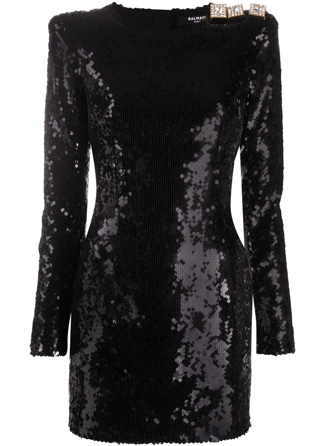 Vestido de manga larga y lentejuelas de Balmain/Foto: Farfetch