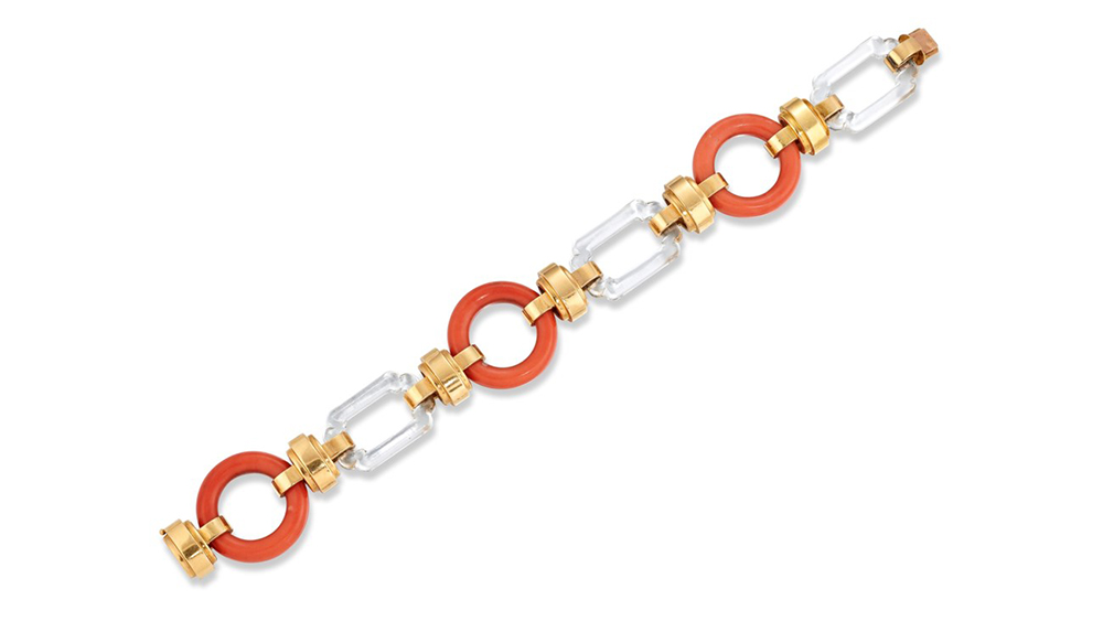 Pulsera de Cartier de coral y cristal de roca