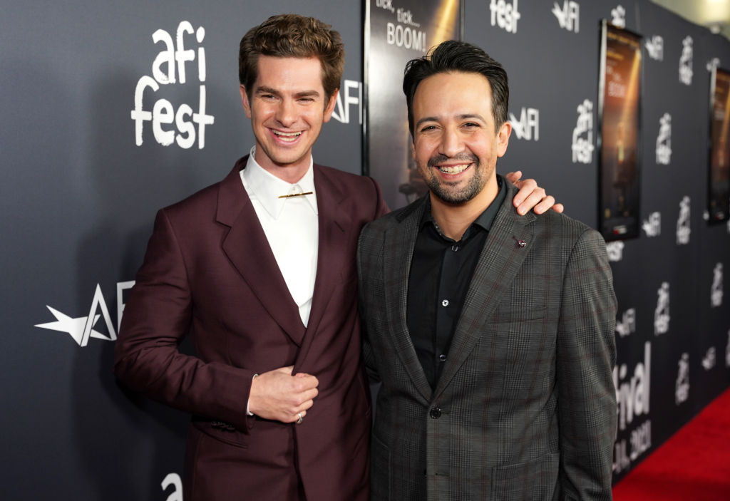 Andrew Garfield y Lin-Manuel Miranda / Presley Ann/Getty Images