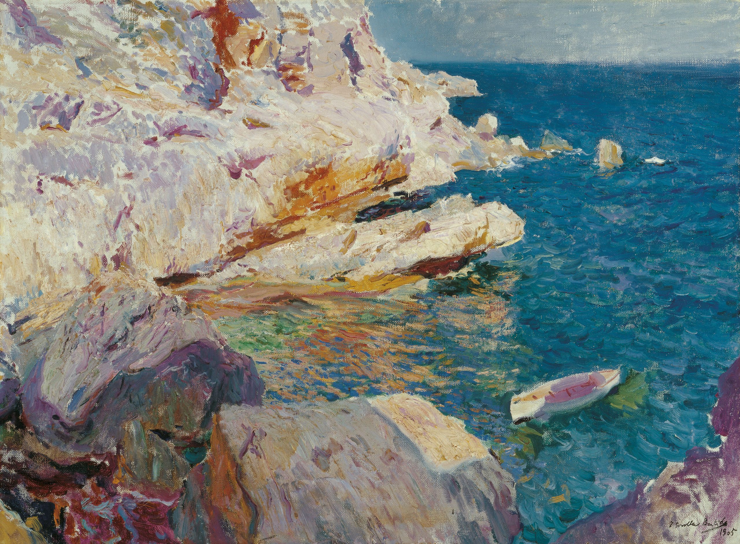 Rocas de J&aacute;vea y el bote blanco, Sorolla / Foto: Museo Carmen Thyssen