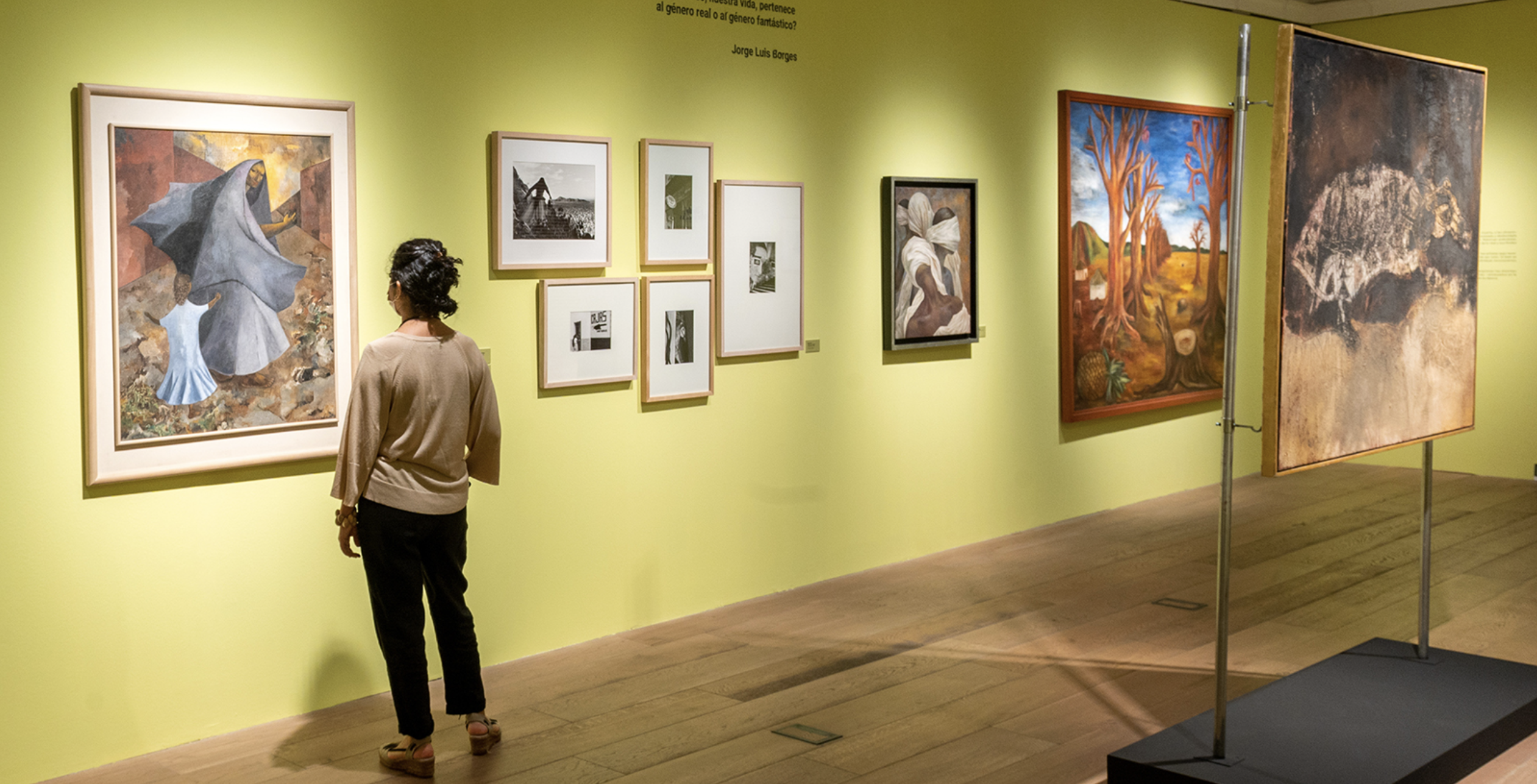 Una mujer viendo la exposición Fábulas Fantásticas/Foto: Casa de México