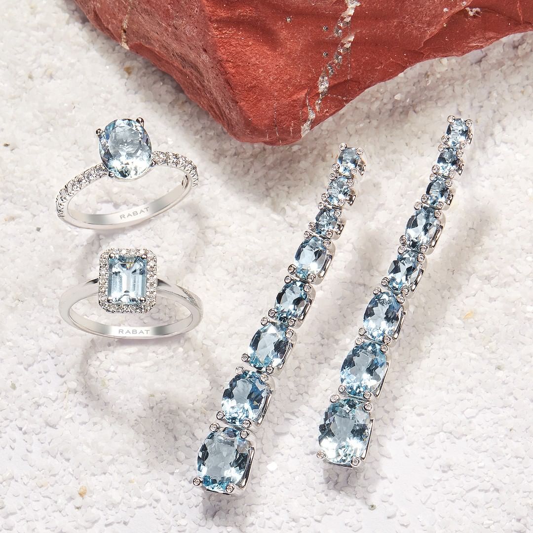 Anillos y pendientes de Aguamarina