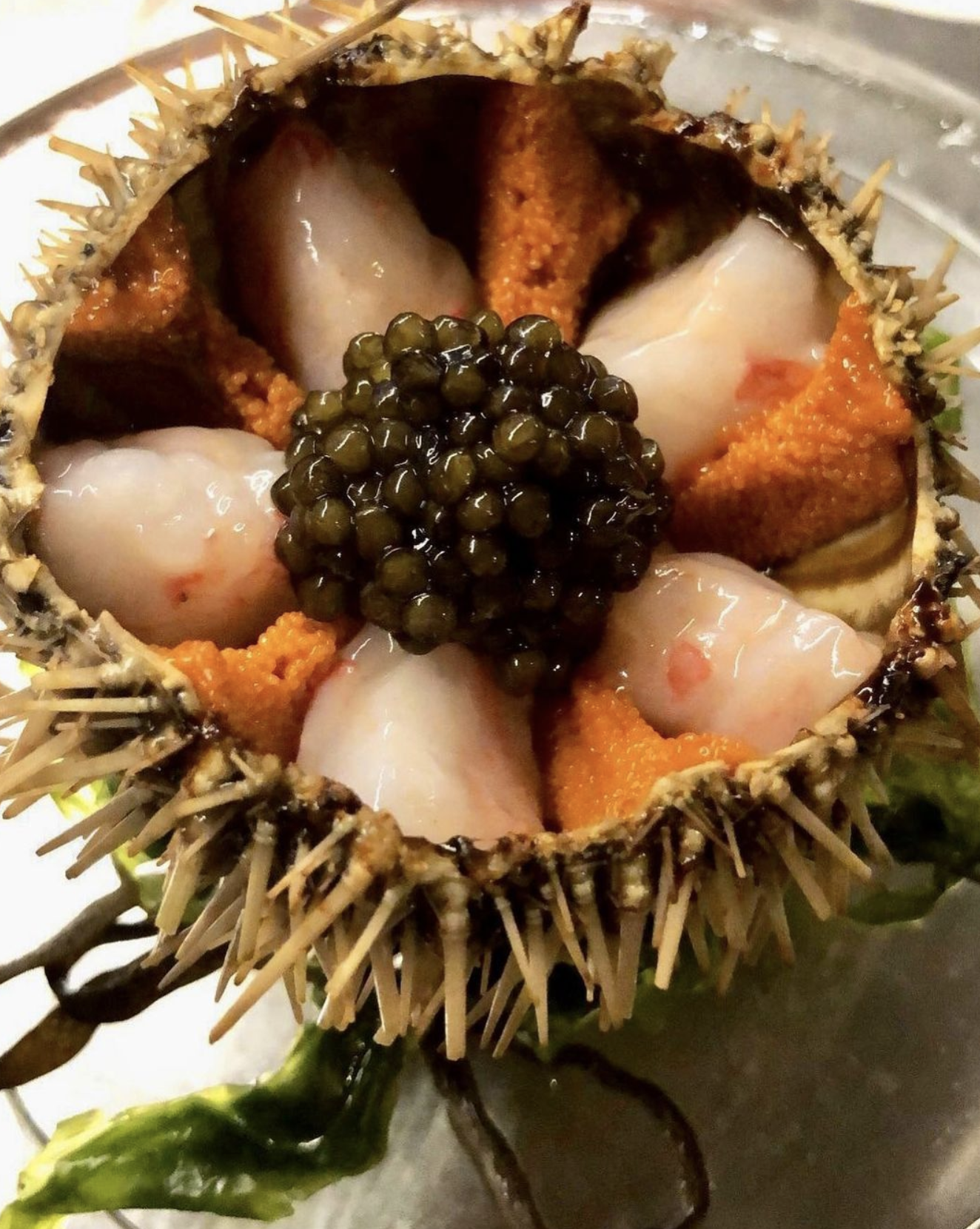 Erizo con gambas y caviar de Estimar
