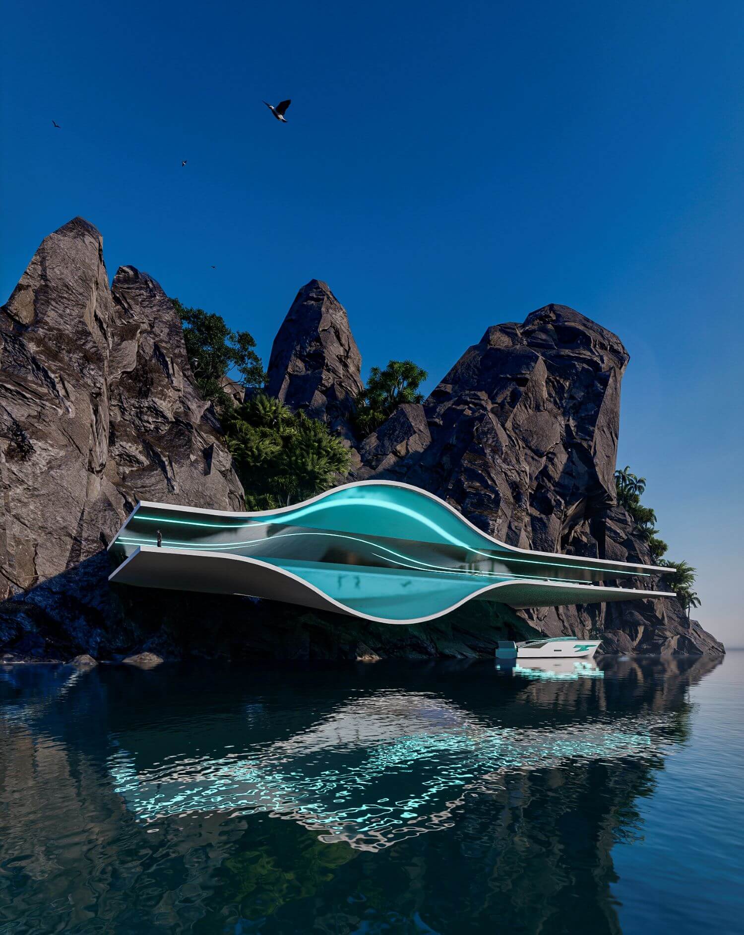 Casa horizontal sobre el mar