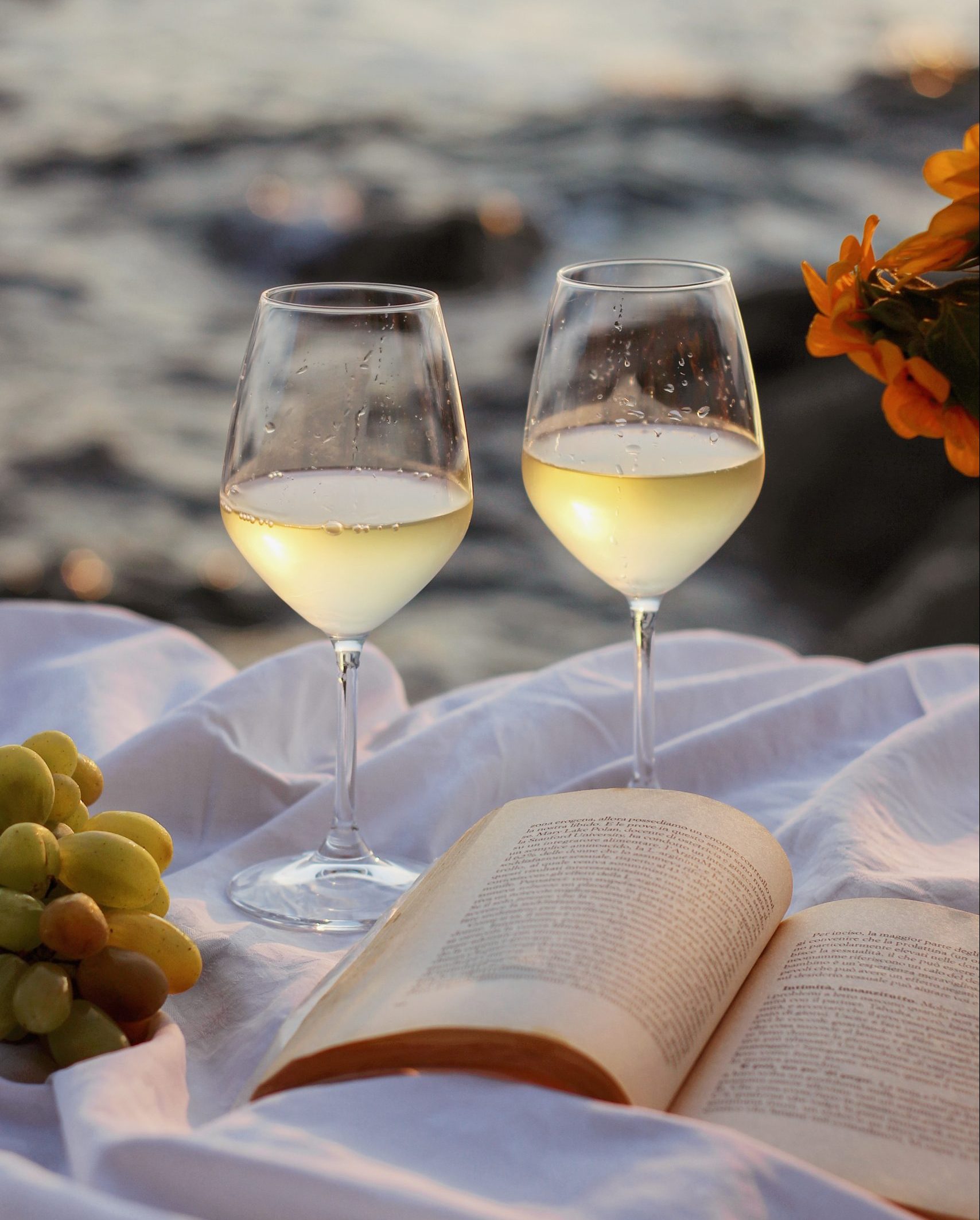 Vino blanco para una velada romántica.