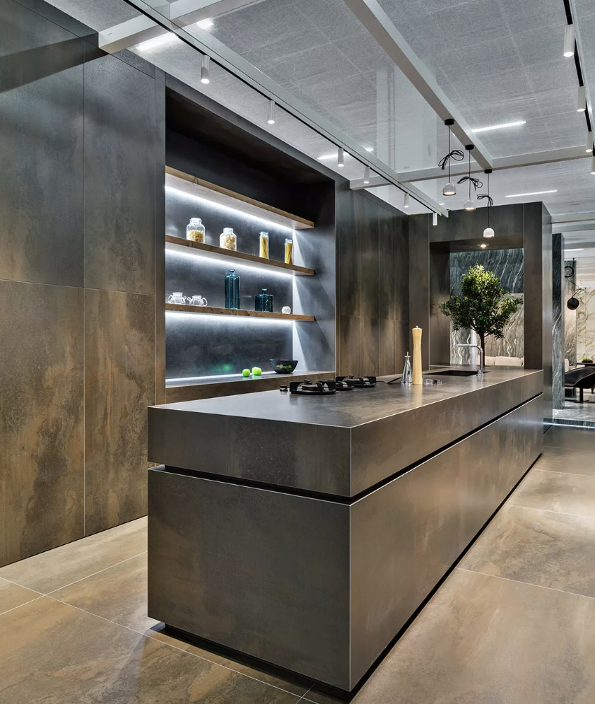 Cocina con piedra sinterizada