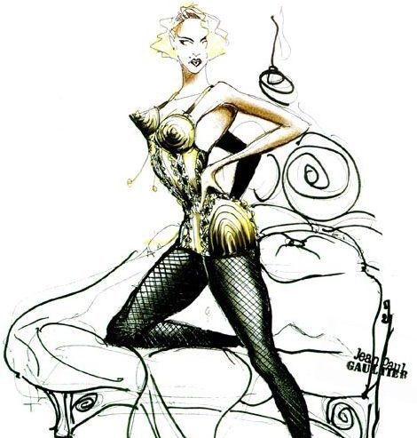 Boceto cors&eacute; c&oacute;nico gira Madonna