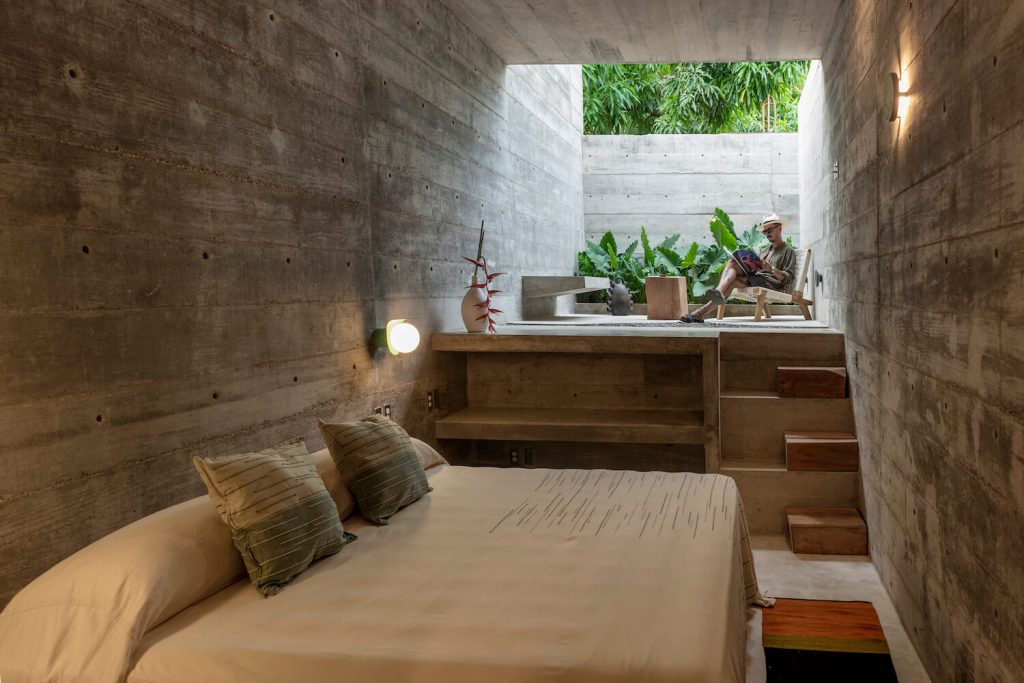 Una de las habitaciones en el hotel de Puerto Escondido