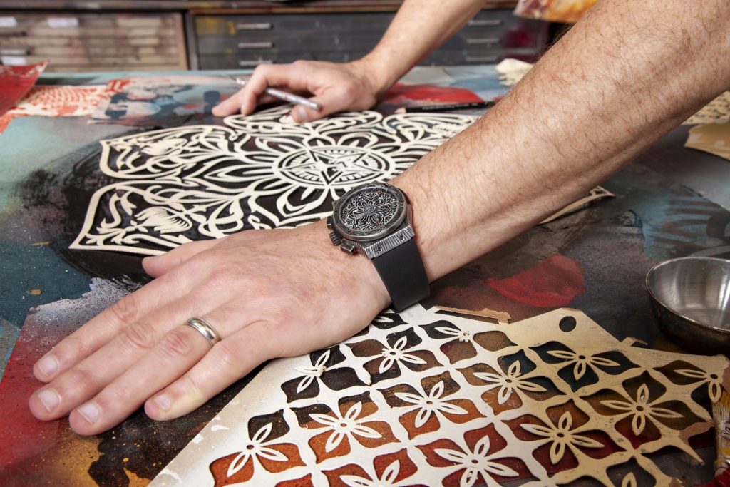 Hublot Ambassador Shepard Fairey wearing the Classic Fusion Chronograph Shepard