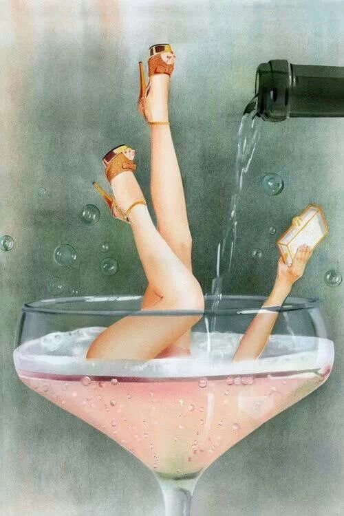 Bebiendo vino en la ba&ntilde;era