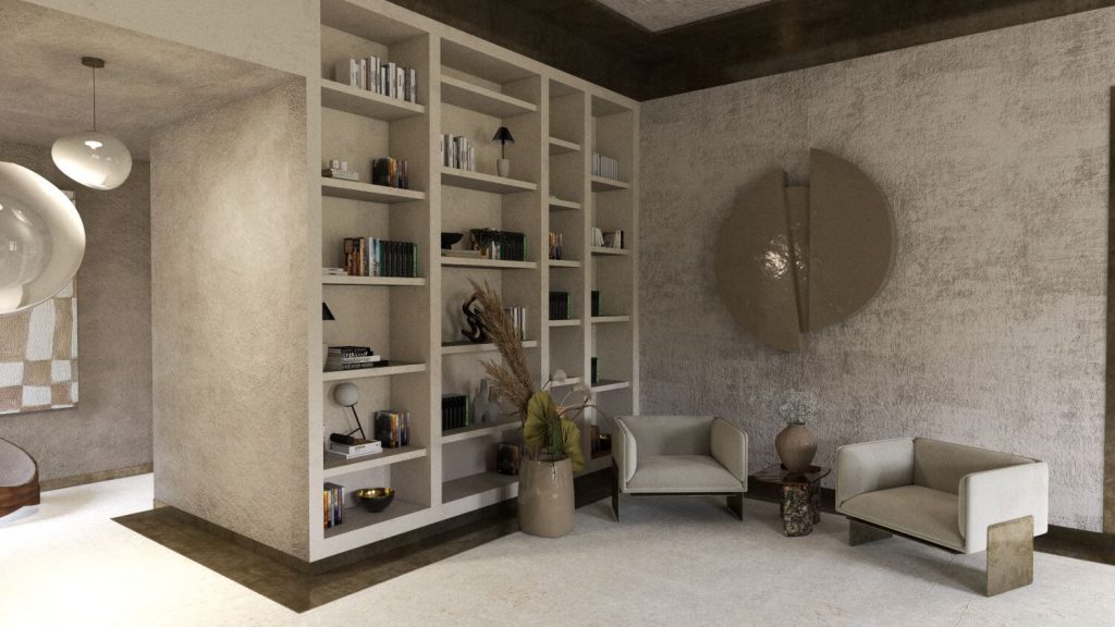 Biblioteca en el interior de un apartamento de lujo en Par&iacute;s