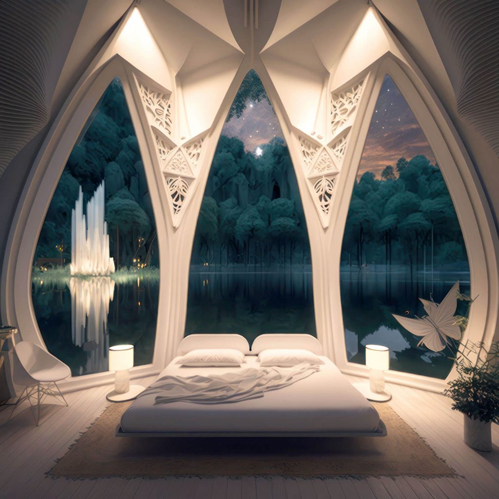 Interior espectacular de las cabañas futuristas en Bali