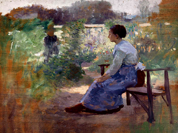 'Mujer sentada en un jard&iacute;n', de Eliphalet Fraser Andrews