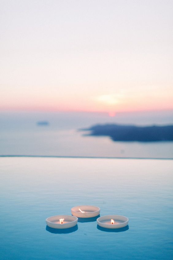 floating candles in pool