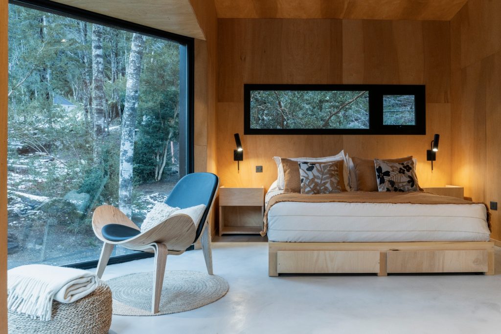 Interior de las mini casas boutique de la Patagonia