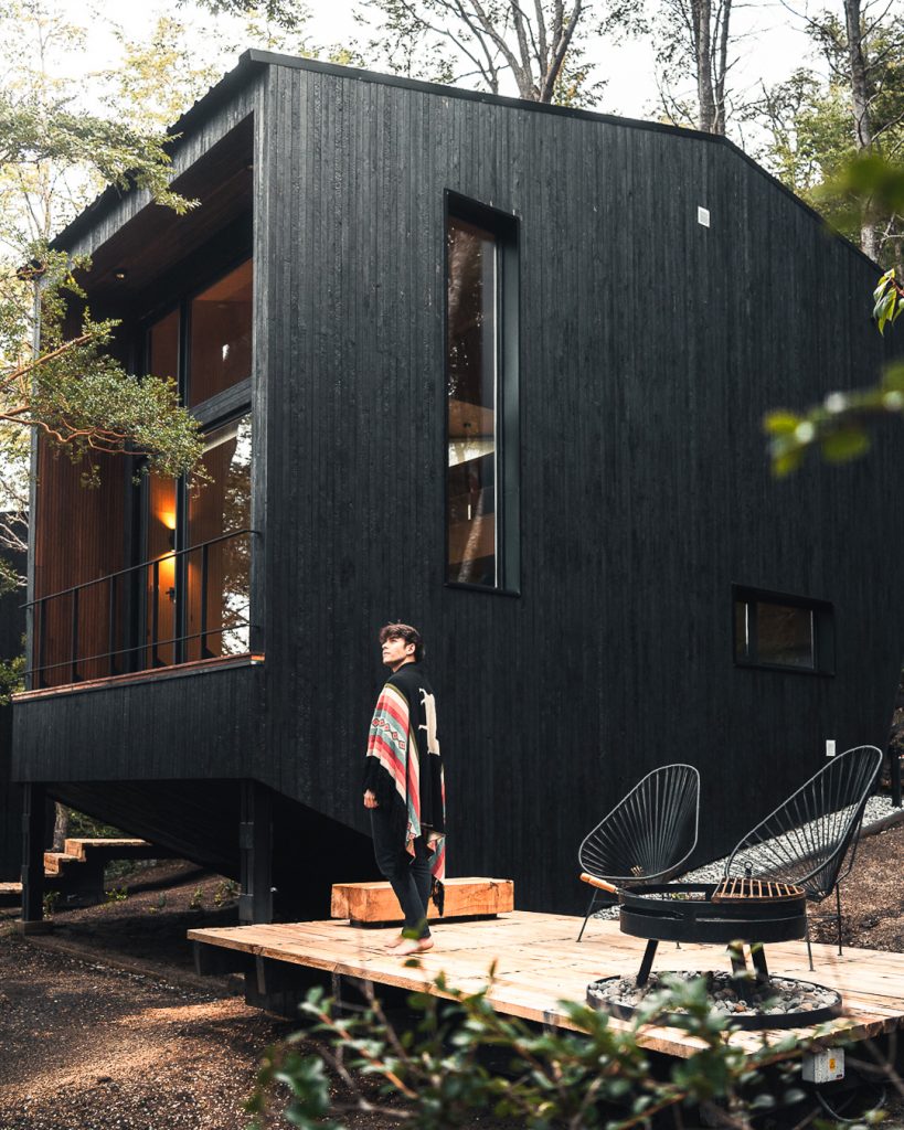 Fachada de mini casas de lujo en Patagonia