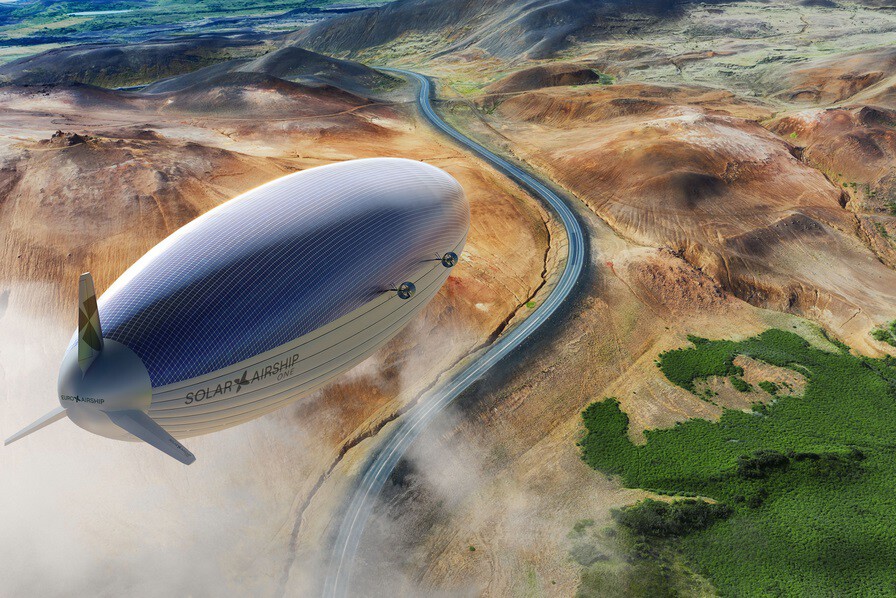 Dirigible con placas solares