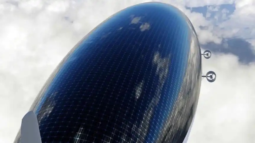 Detalle placas solares, detalle dirigible placas solares