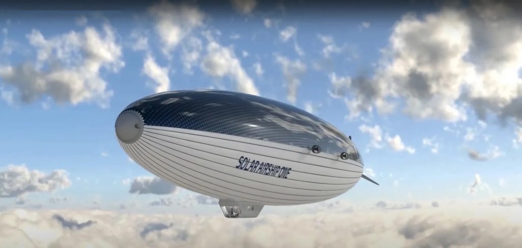 Dirigible con placas solares volando