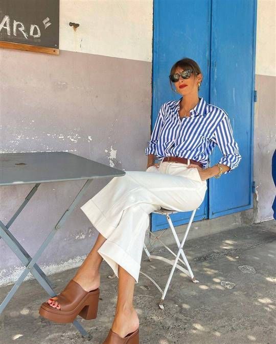 moda, cómo parecer alta, camisa rayas