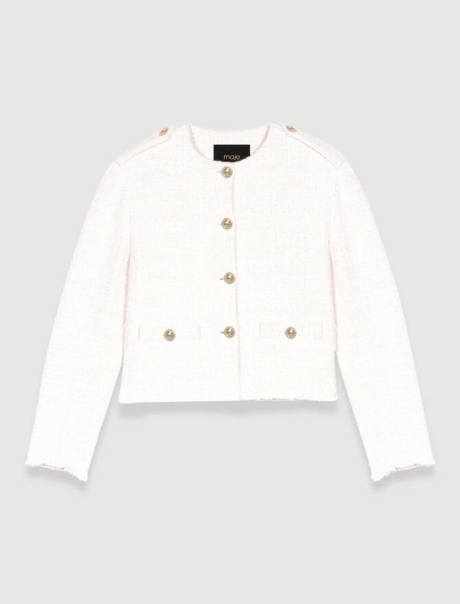 Chaqueta tweed blanco, Maje