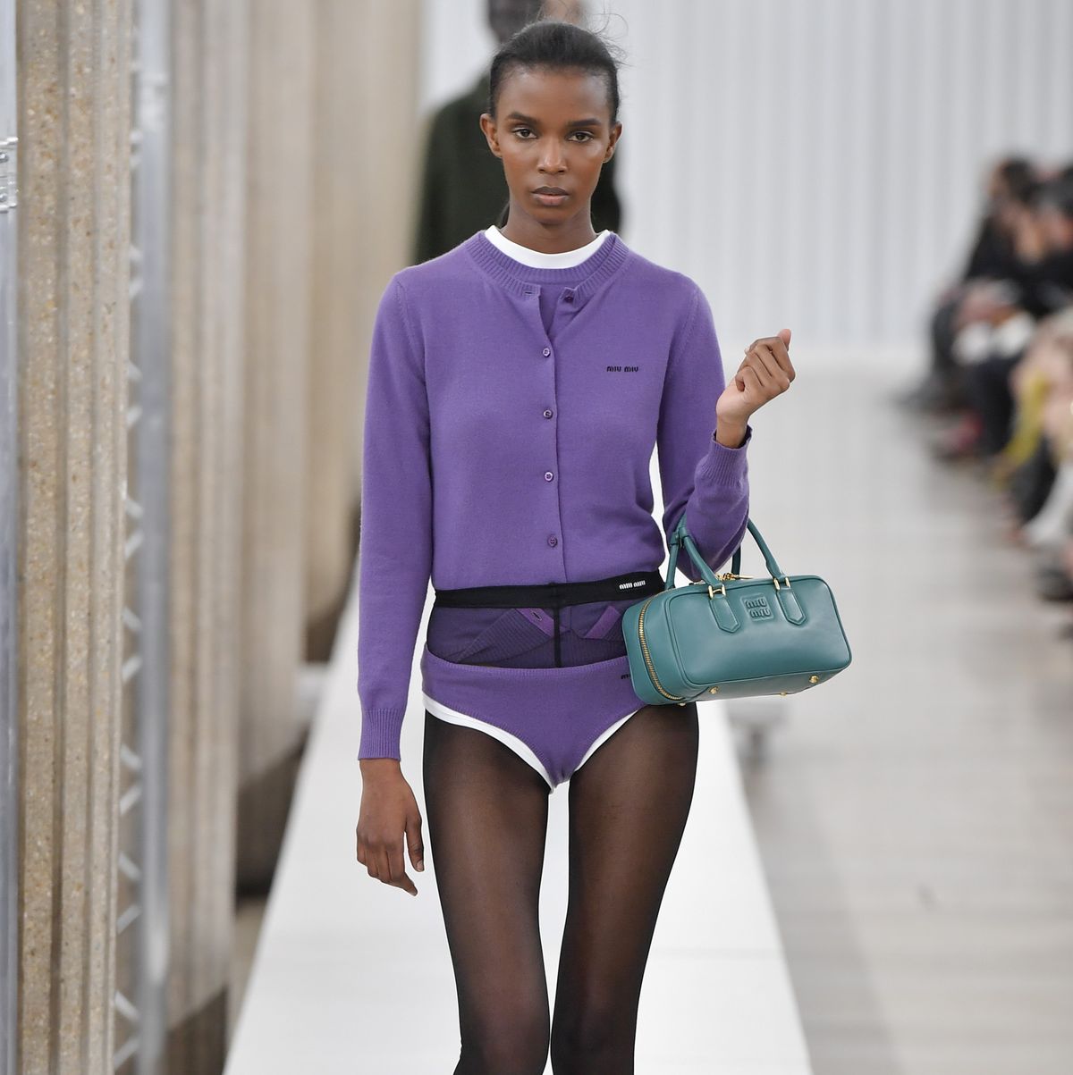 Chaqueta punto lila Miu Miu