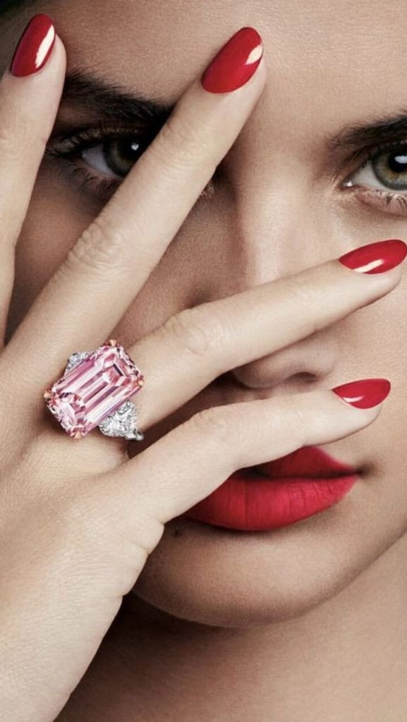 Anillo diamante rosa