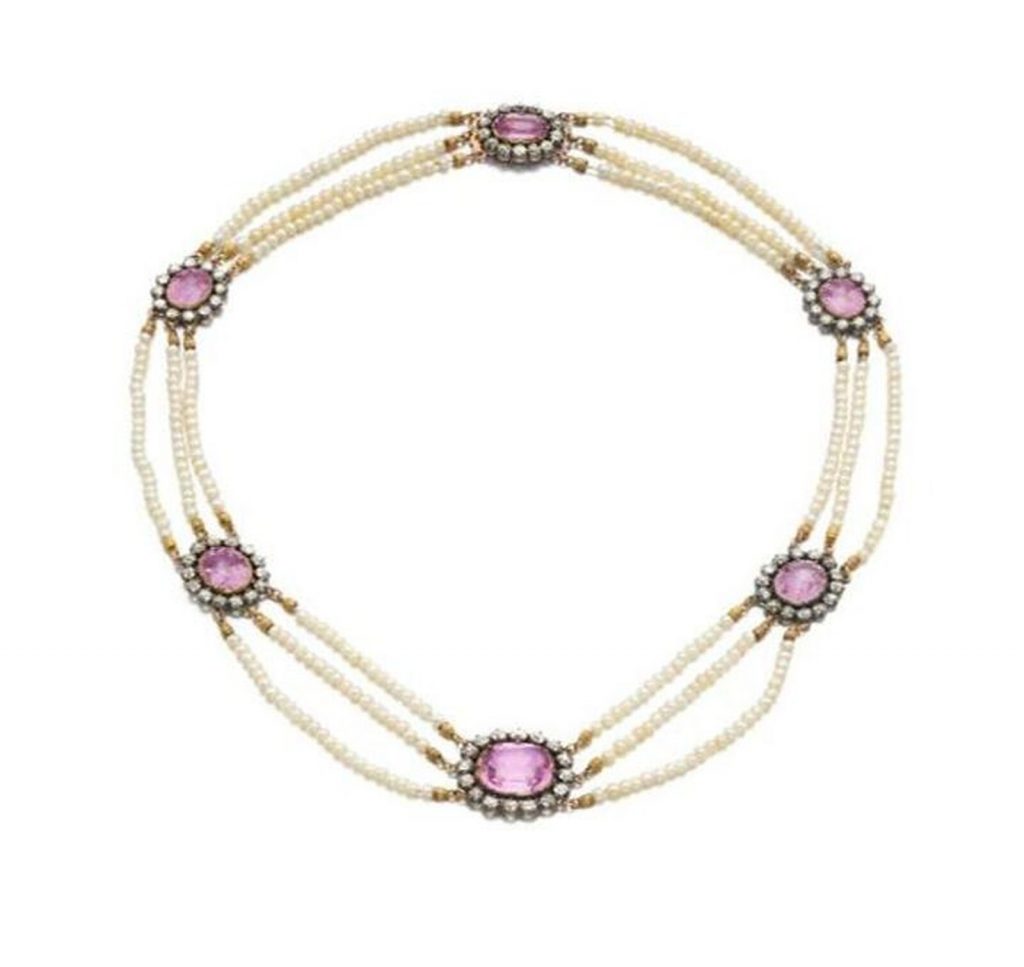 Collar de perlas y brillantes