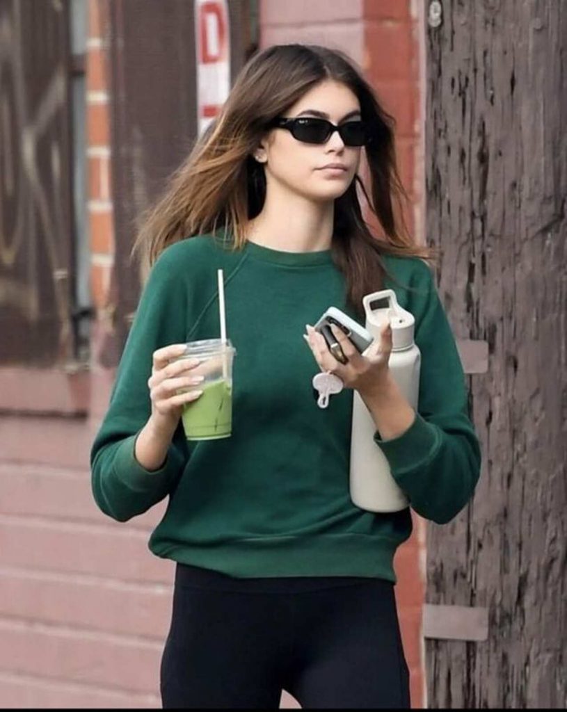 Kaia Gerber, batido verde