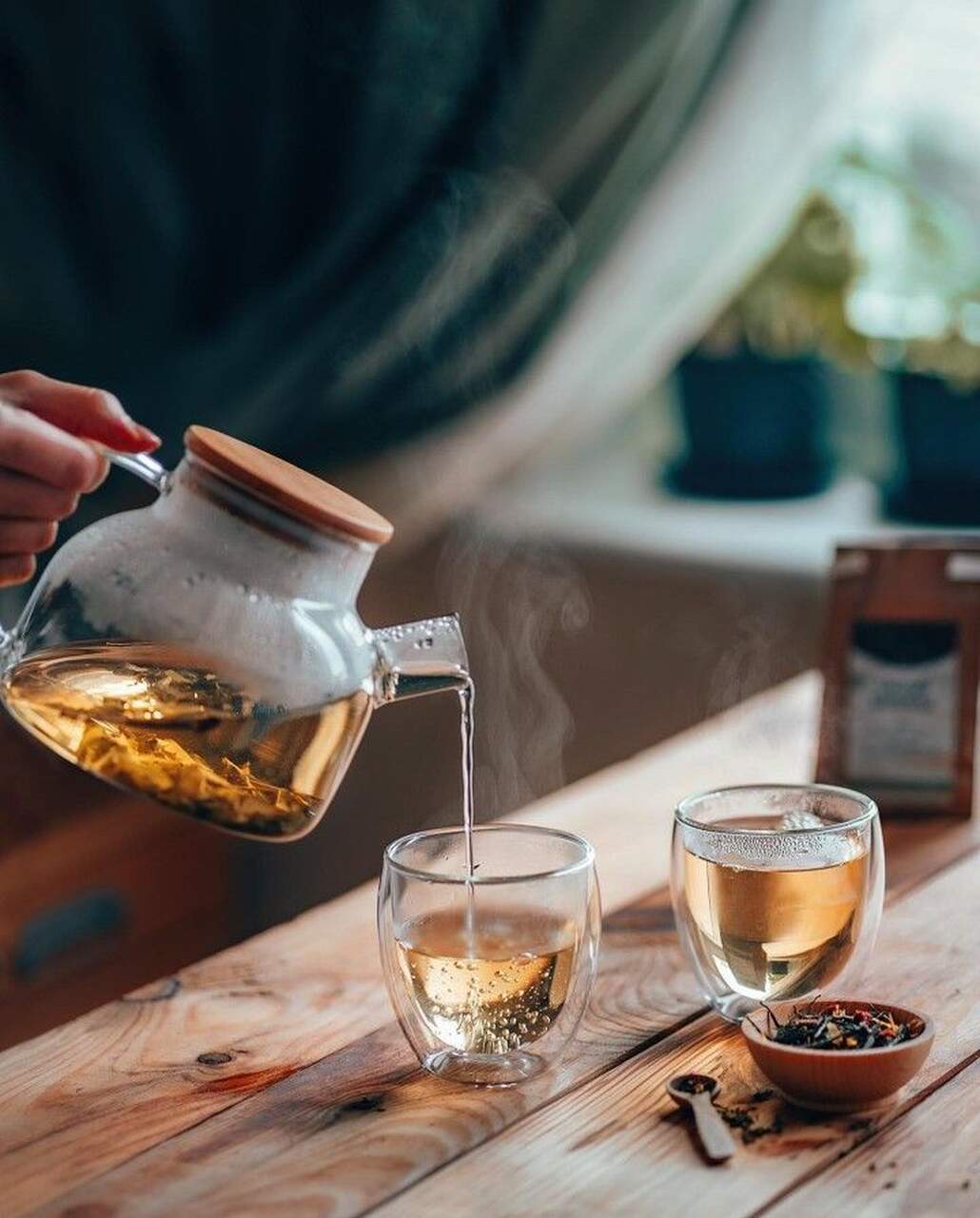 Té verde, infusión, piel