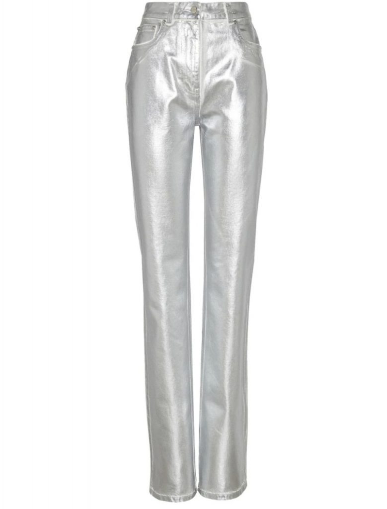 pantalones metalizados, pantalones plateados