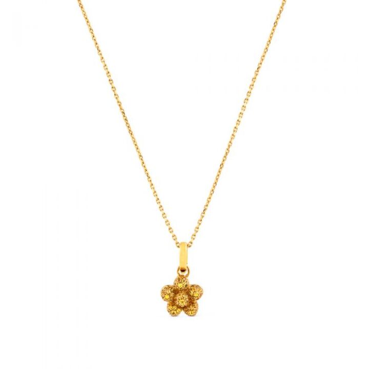 Colgante de oro amarillo con flor de pave con diamante de Chocr&oacute;n