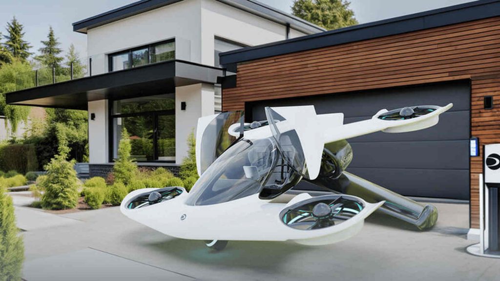 coche volador aparcado