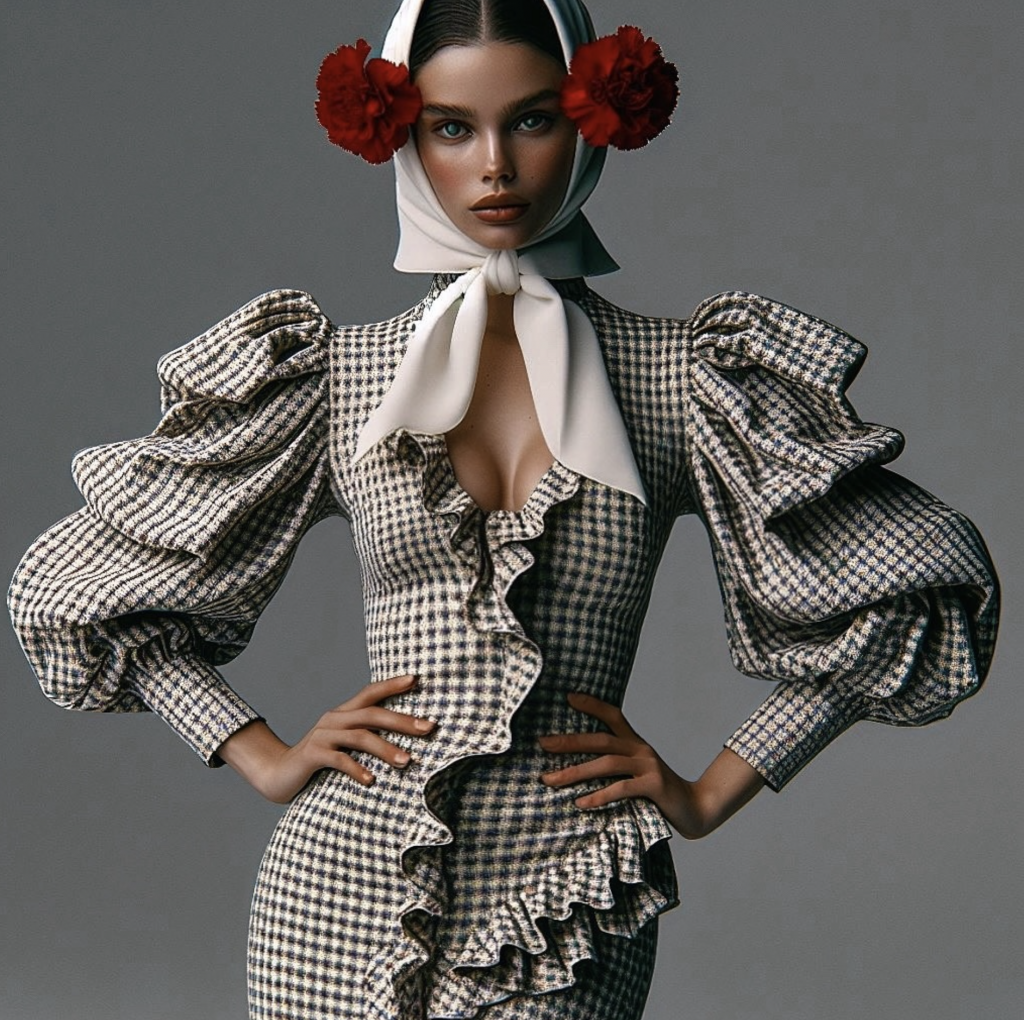 Render de una creaci&oacute;n de un traje de chulapa de Tamara Press