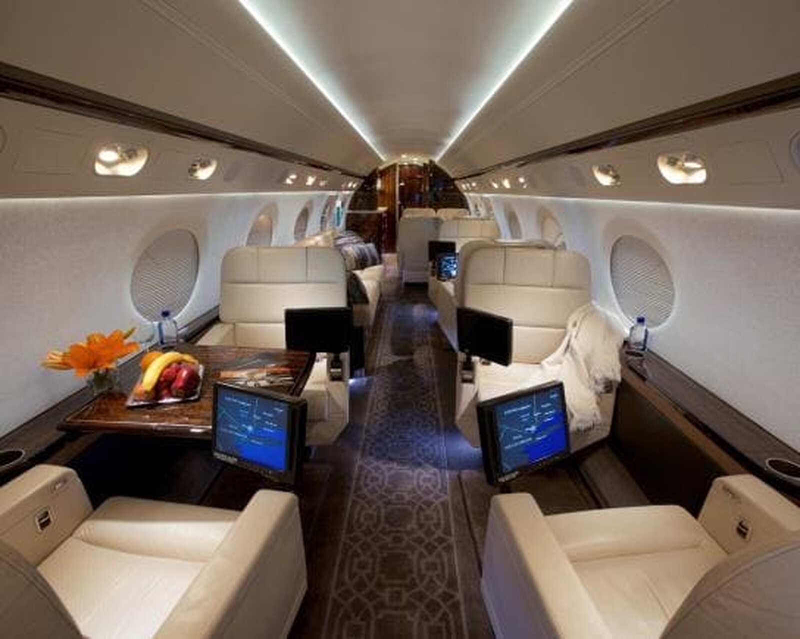 Interior del jet privado de Maluma