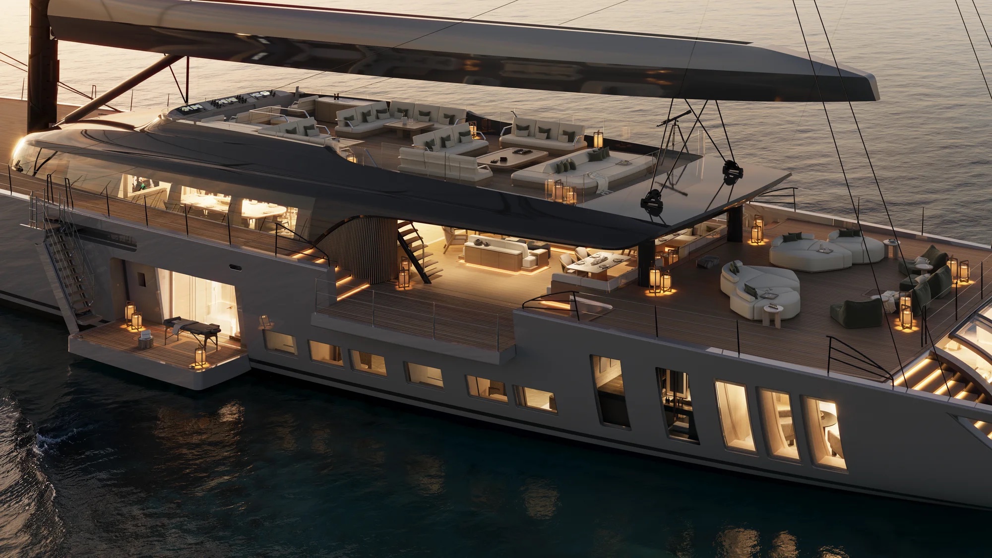 El barco con el m&aacute;stil m&aacute;s alto encendido