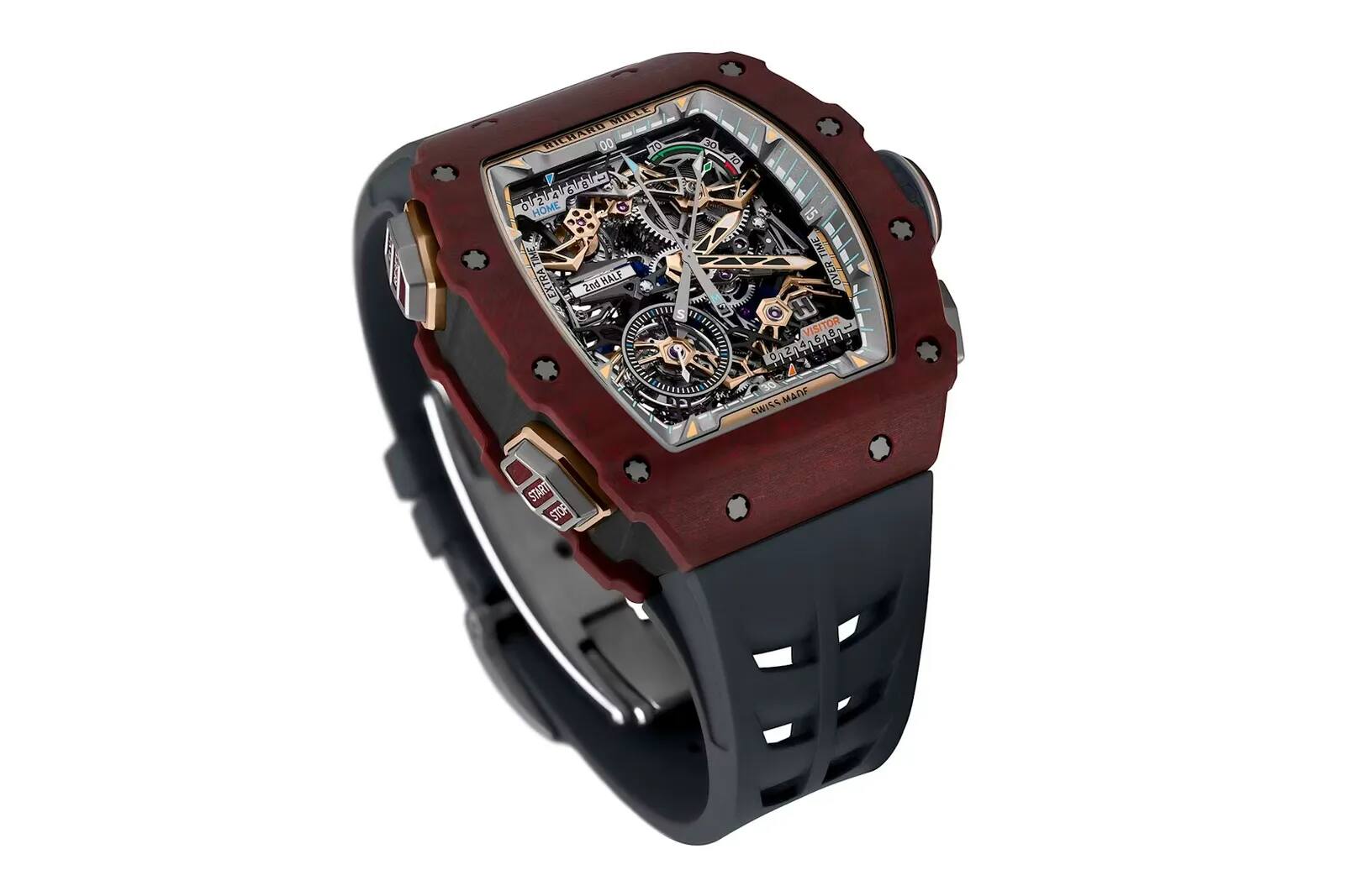 Richard Mille en colos rojo, reloj de fútbol