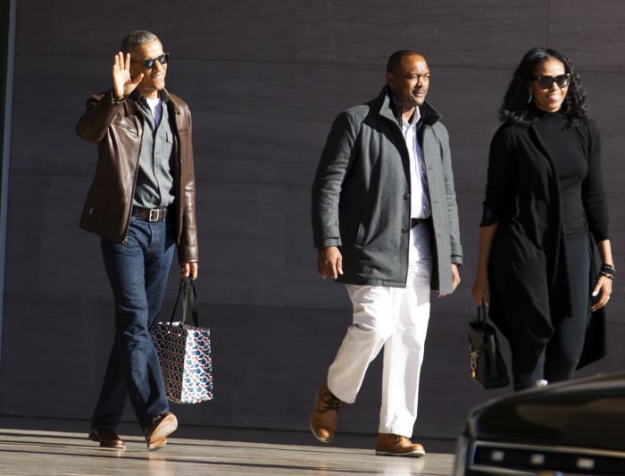 Barack Obama y Michelle Obama chaqueta de cuero