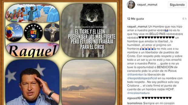 Mensaje que le ha dedicado Raquel Bernal a Ch&aacute;vez en su Instagram (Instagram)